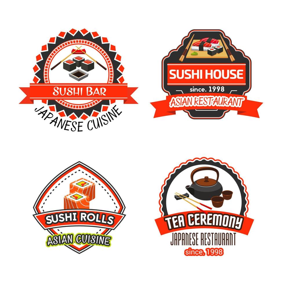 conjunto de iconos vectoriales para restaurante de sushi japonés vector