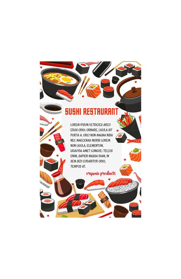 Vector sushi restaurant Japanese food poster