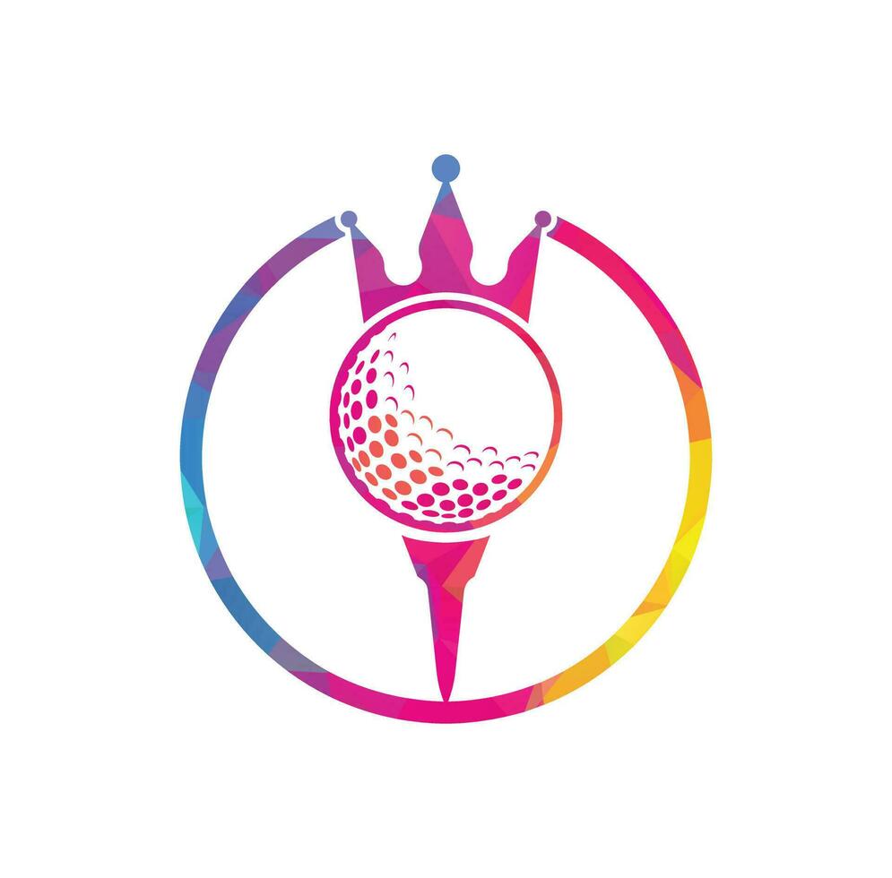 King golf vector logo design. Golf ball with crown vector icon.