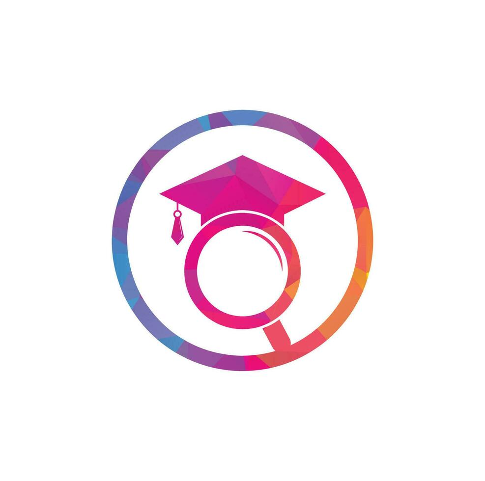 Graduate Hat and Magnifying Glass logo design. Student finder vector logo template.