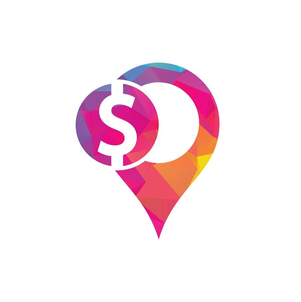 pin location with money. the location of the money. Bank atm location icon. vector