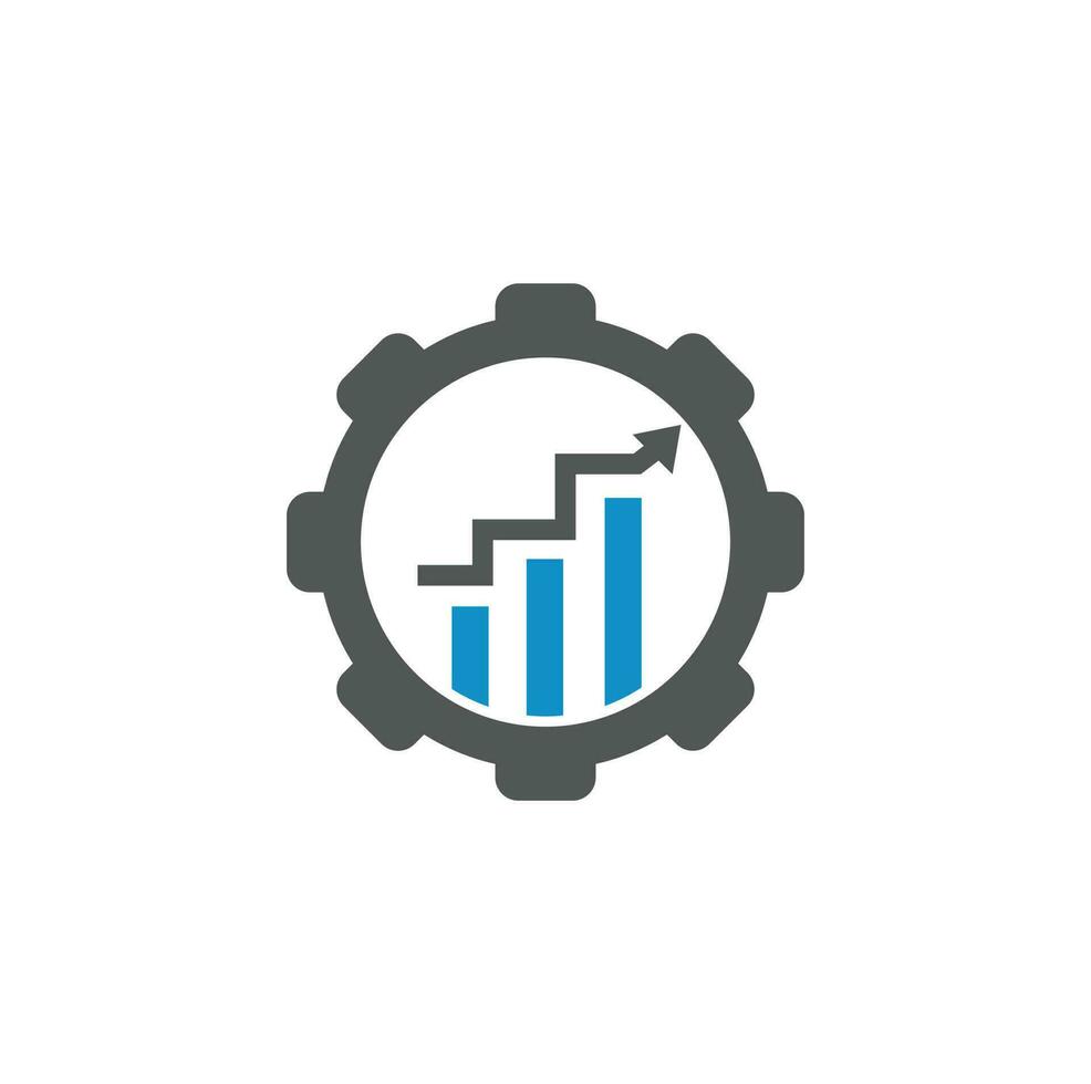 bulb gear finance logo. Light bulb from Gears Logo Template. Cogwheel and Arrow Vector Design.