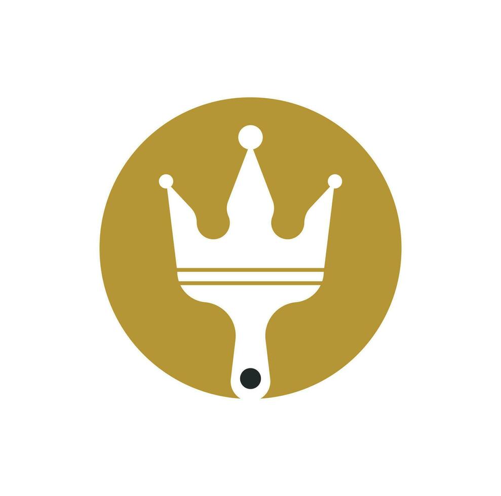 King paint vector logo design. Crown and paint brush icon.