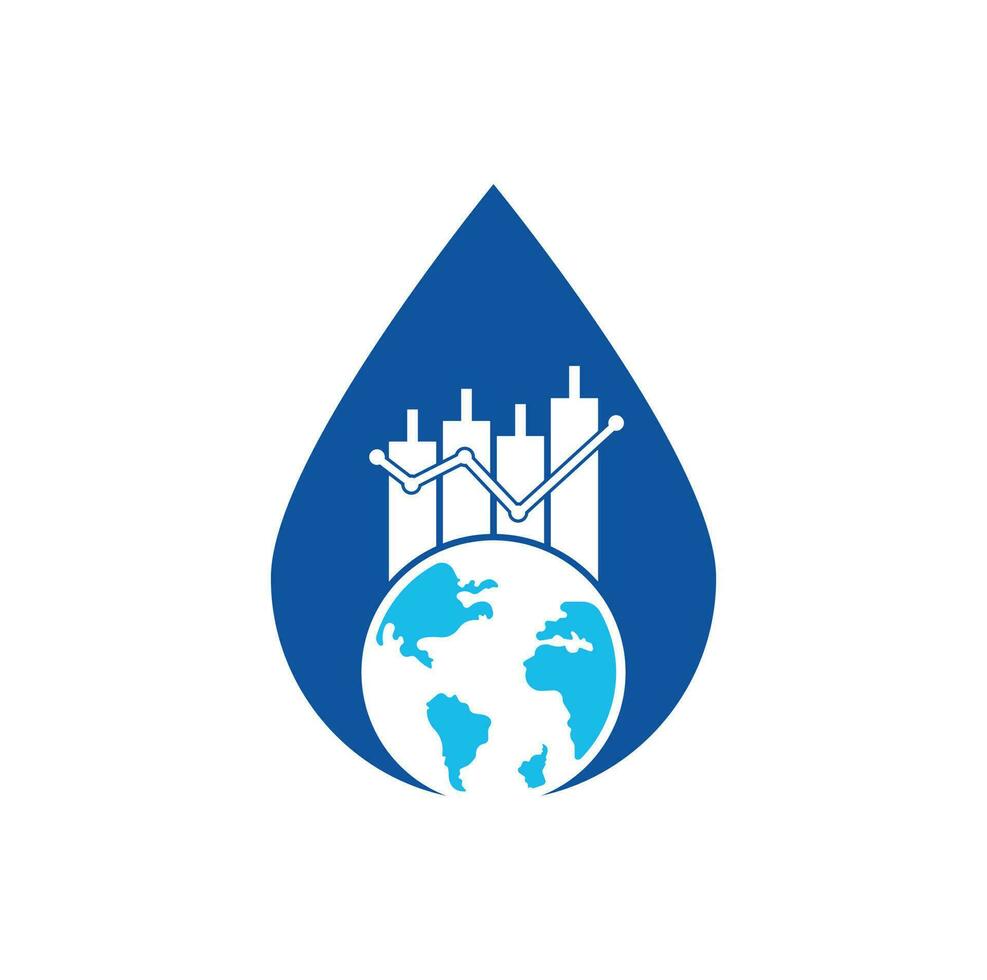 World finance drop shape concept logo design concept. World Stats vector logo design template.