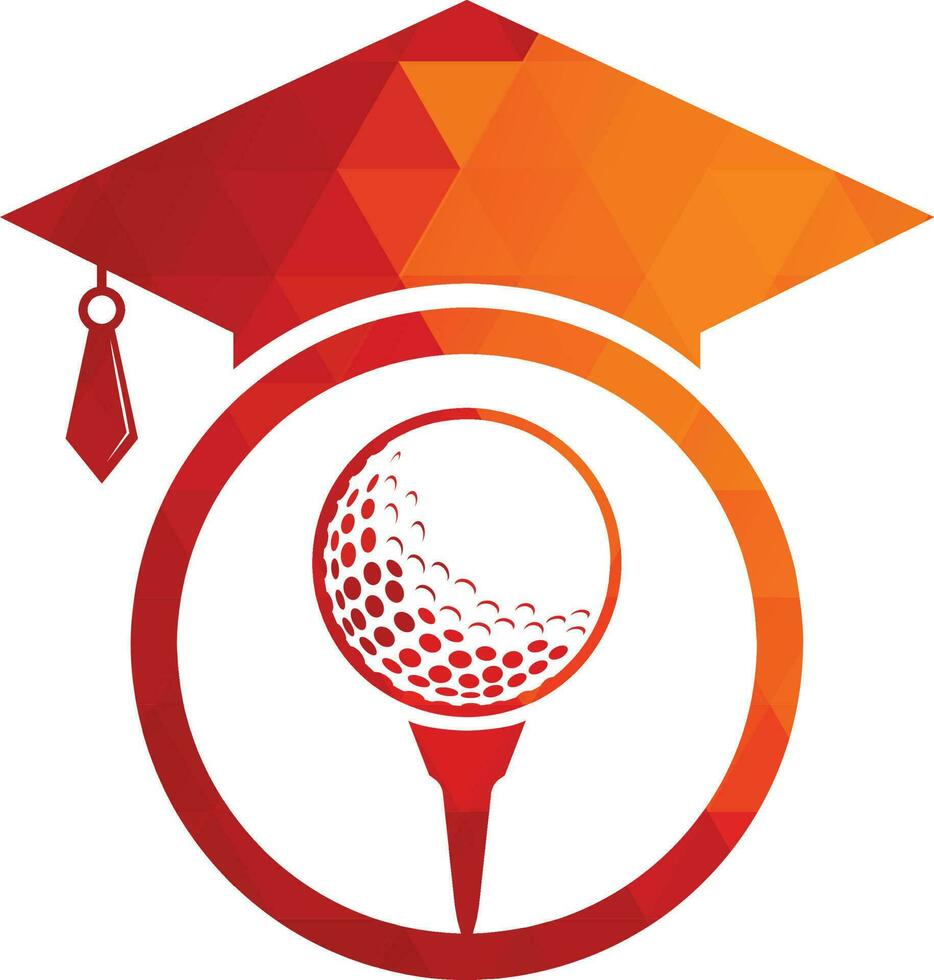 Graduation hat and golf ball logo design. Golf School Icon Logo Design Element. Golf Academy Logo Vector Icon.