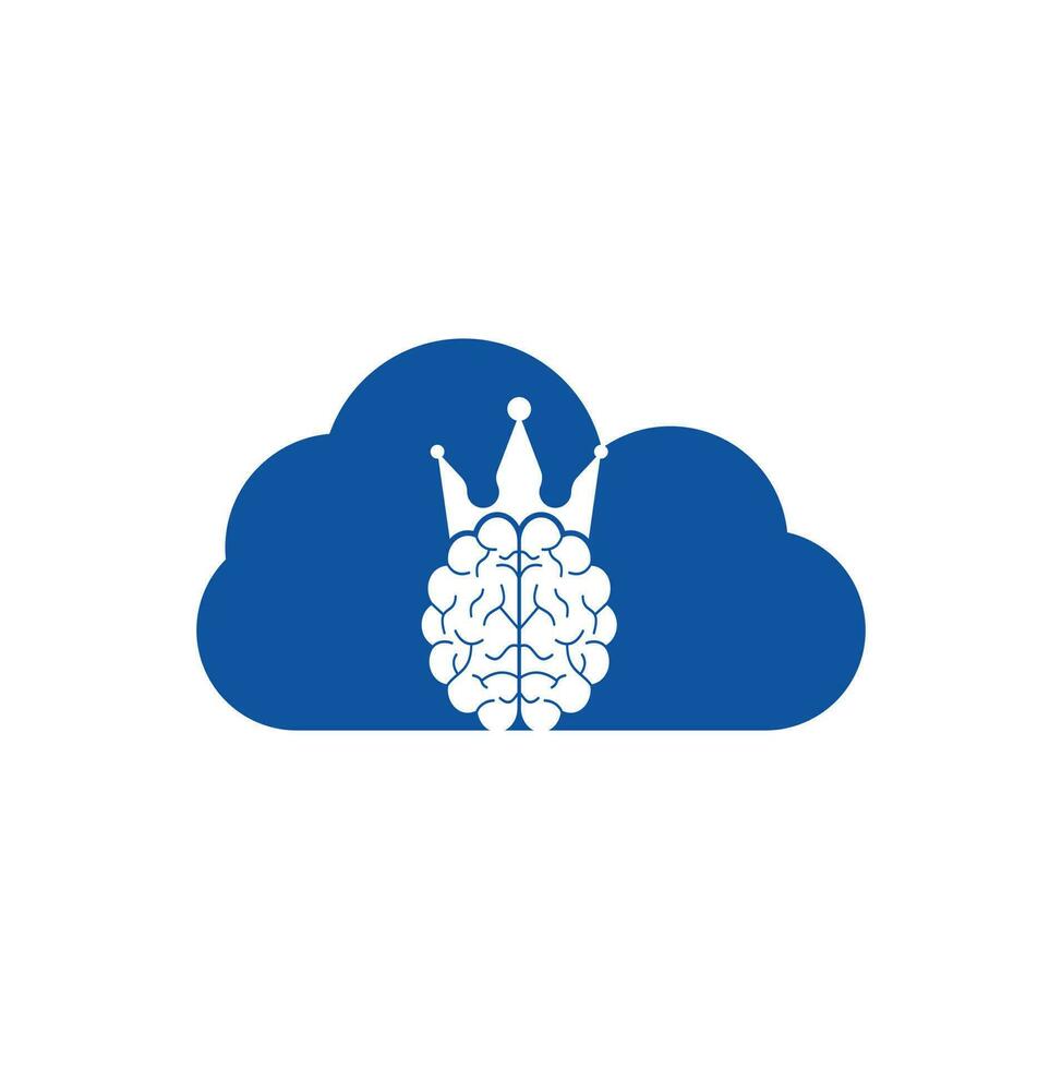 Crown brain cloud shape logo icon design. Smart king vector logo design. Human brain with crown icon design.