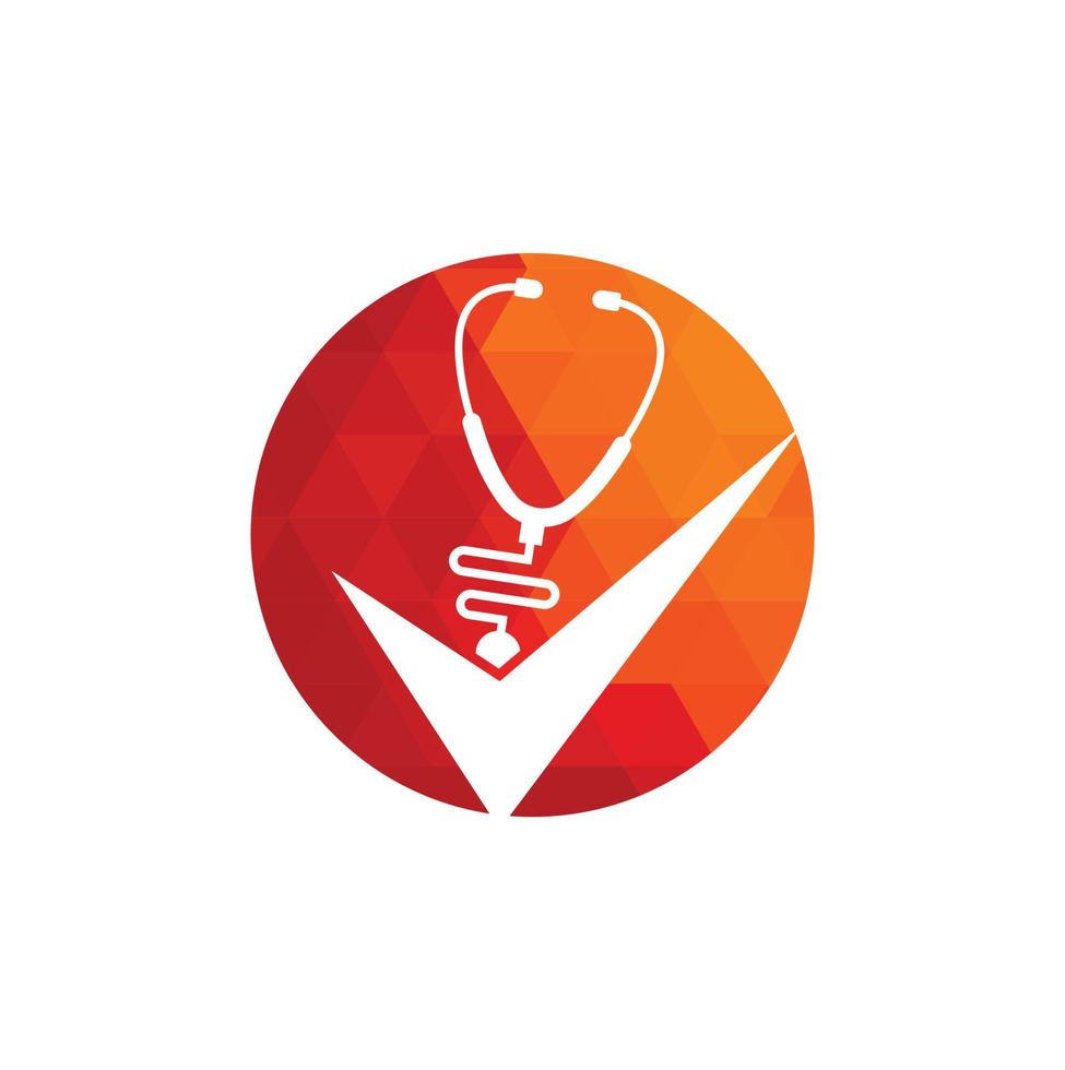 Health check logo design template. Stethoscope icon with checklist