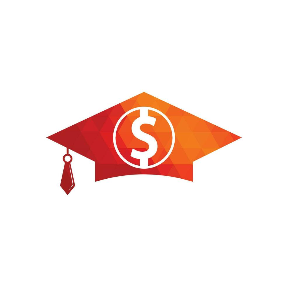 Graduation Cap Dollar Coin Icon Vector. Financial Investment Eduction Illustration. vector