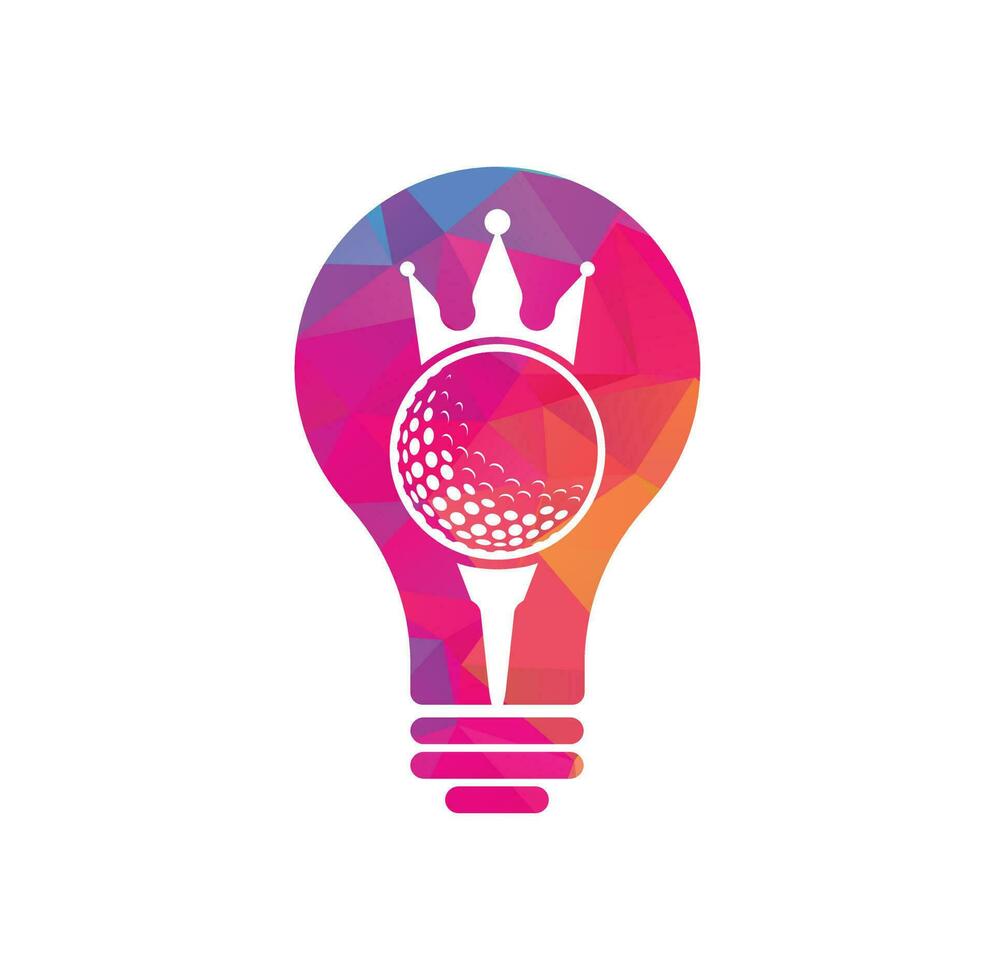 King golf bulb shape concept vector logo design. Golf ball with crown vector icon.