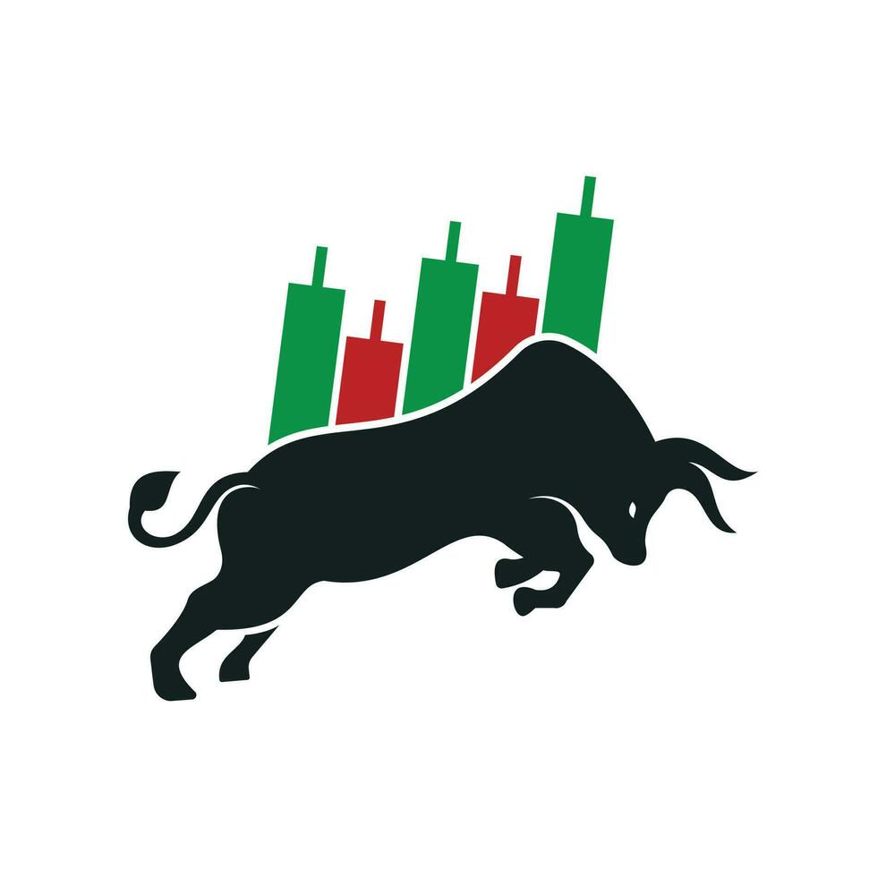 Bullish Trader Logo. Forex bull logo design template vector. Financial bull logo design. Trade Bull Chart. vector