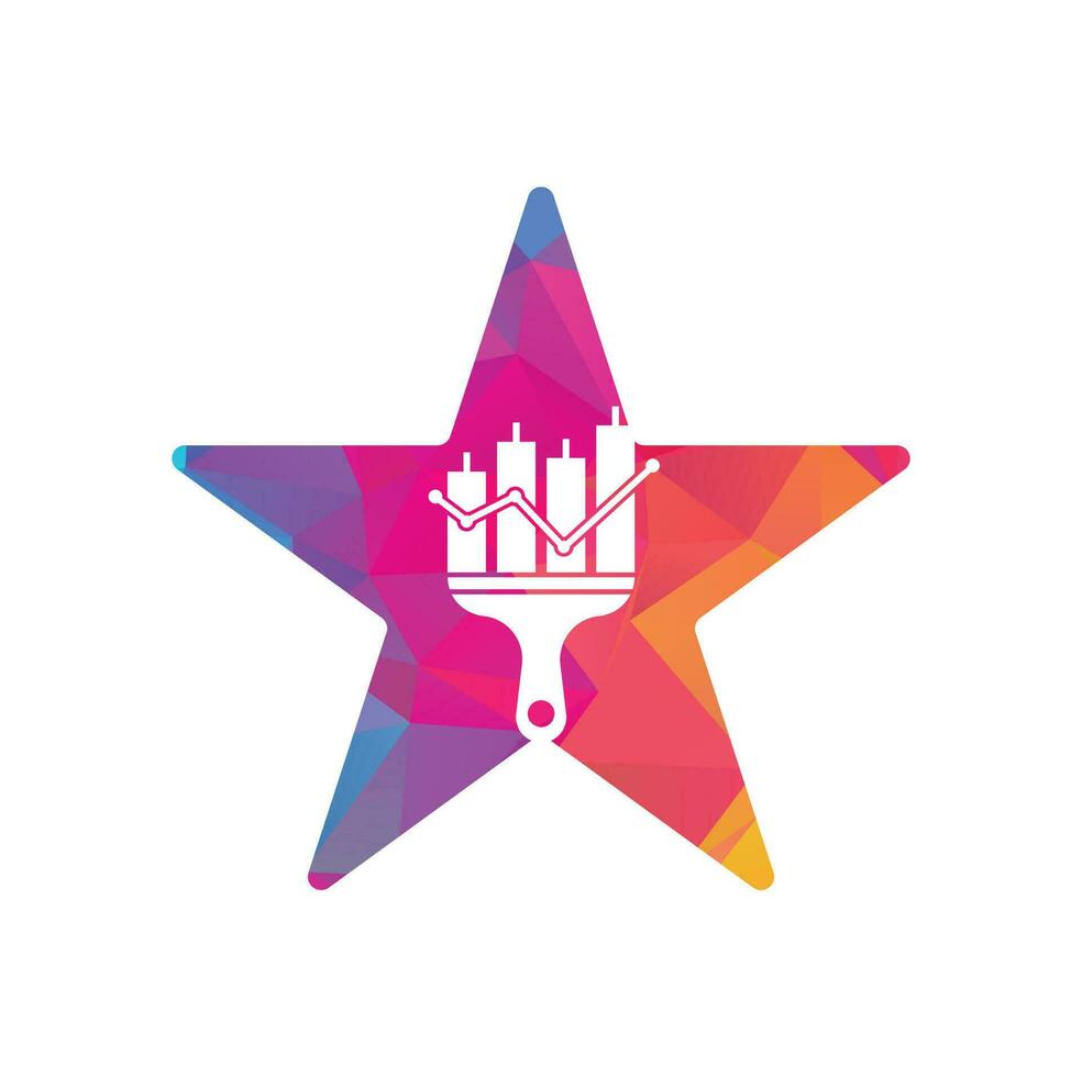 Paint finance star shape concept logo design vector. Stats paint vector logo design template.