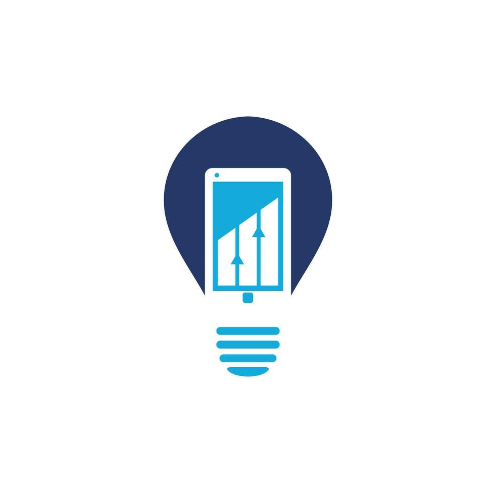 Mobile Graph bulb shape Logo Template Design. Phone analytics marketing vector logo template