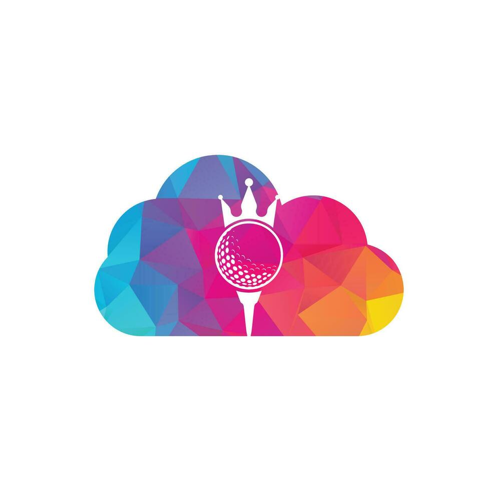 King golf cloud shape concept vector logo design. Golf ball with crown vector icon.