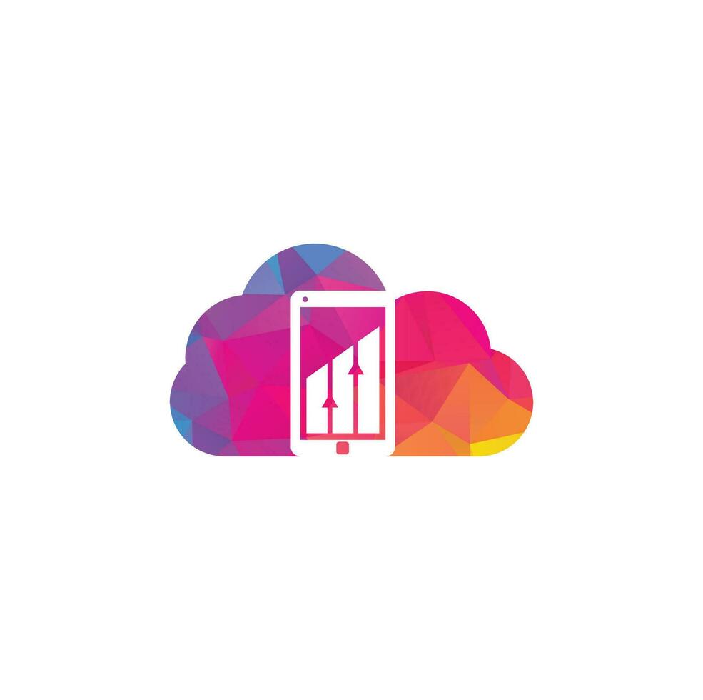 Mobile Graph cloud shape Logo Template Design. Phone analytics marketing vector logo template