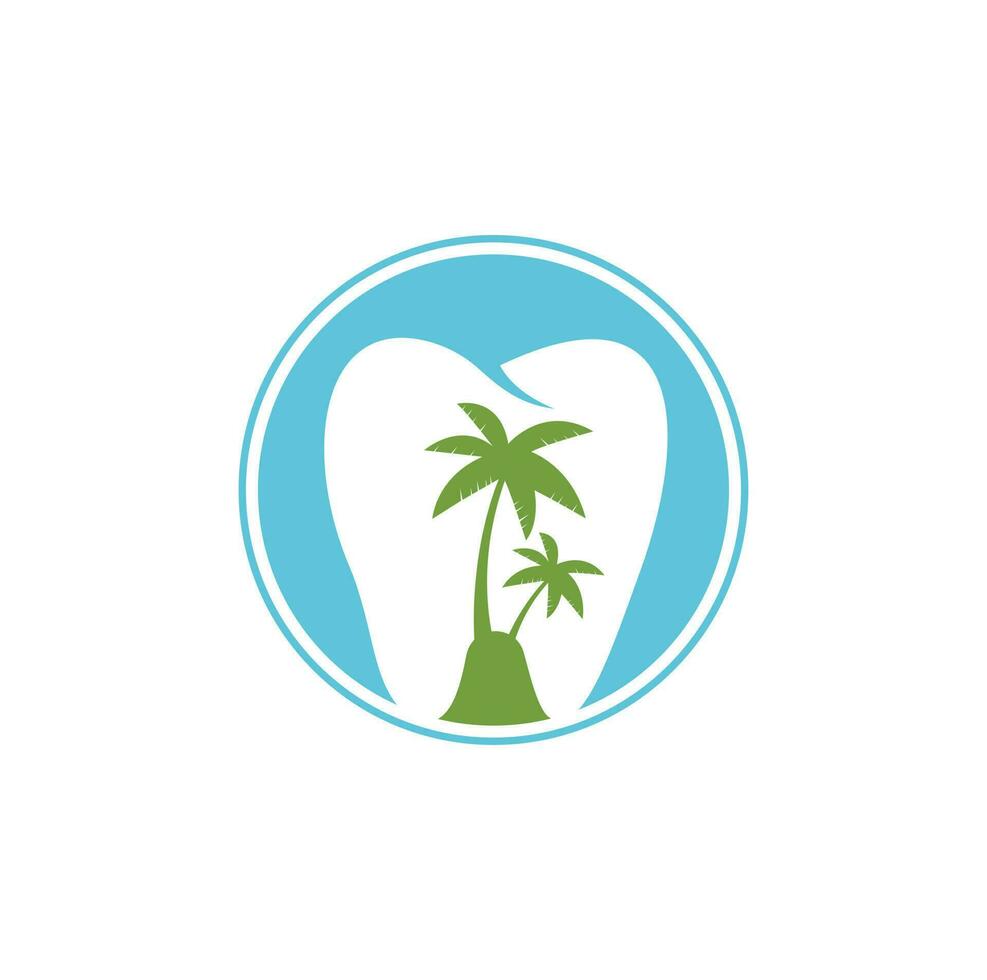 diseño del logotipo de odontología de la clínica dental. logotipo dental con el concepto de isla tropical. vector