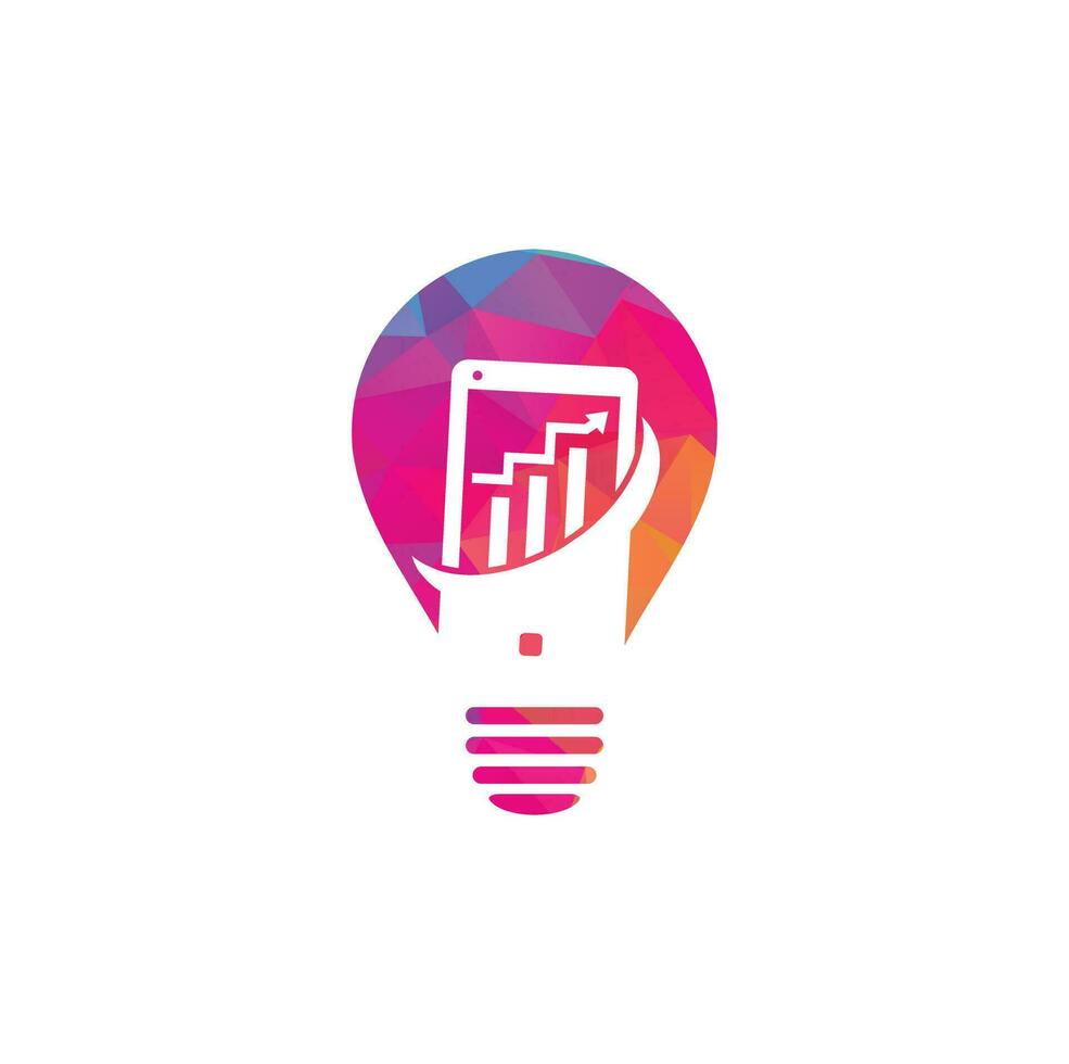Mobile Graph bulb shape Logo Template Design. Phone analytics marketing vector logo template