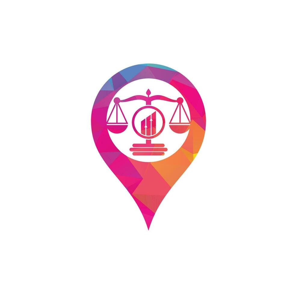 Justice finance gps shape logo vector template. Creative Law Firm with graph logo design concepts