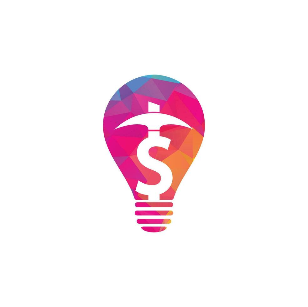 Mining bulb shape concept Logo Design. Mining industry logo design template. Dollar mining logo vector illustration