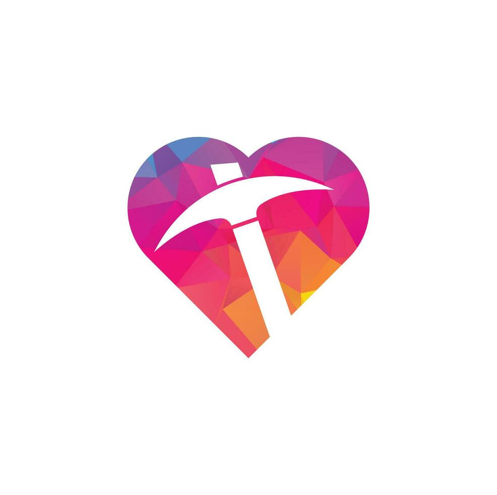 Mining love shape concept Logo Design. Mining industry logo design template. vector