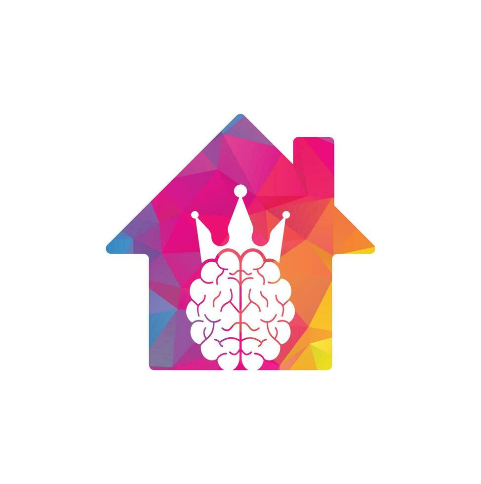 Crown brain home shape logo icon design. Smart king vector logo design. Human brain with crown icon design.