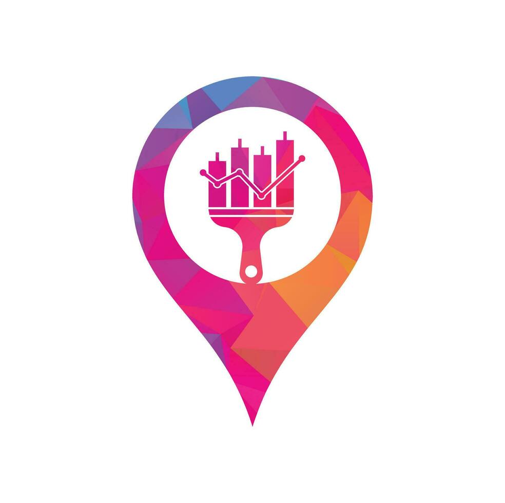 Paint finance gps shape concept logo design vector. Stats paint vector logo design template.