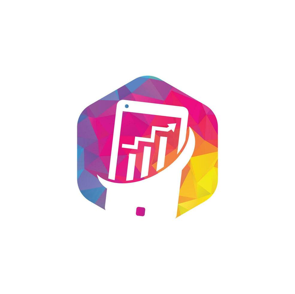 Mobile Graph Logo Template Design. Phone analytics marketing vector logo template