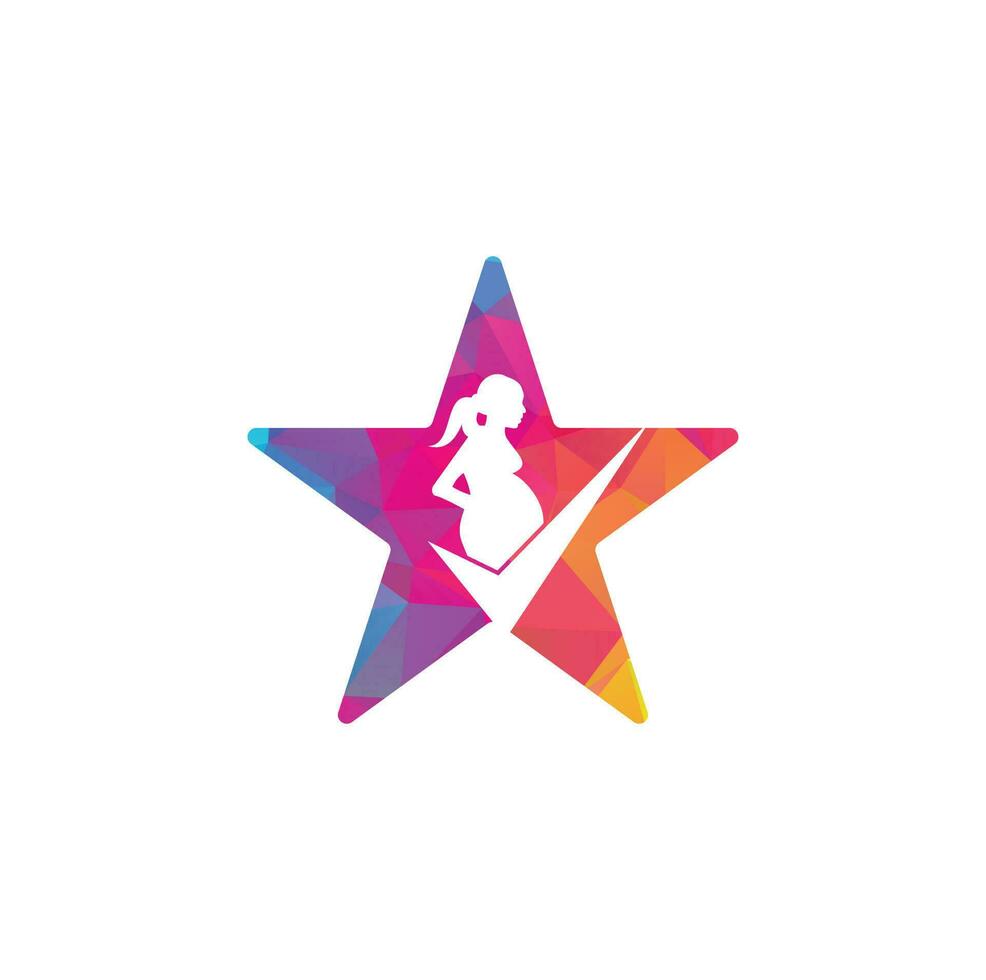 compruebe el diseño del logotipo de la estrella del embarazo. vector de diseño de plantilla de símbolo de logotipo embarazada.