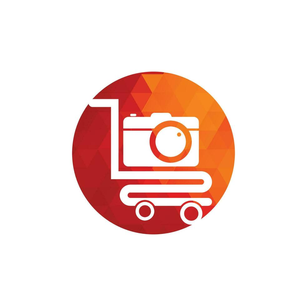 Camera Shop Logo vector icon. Shopping Cart with Camera Lens Logo Design Template.