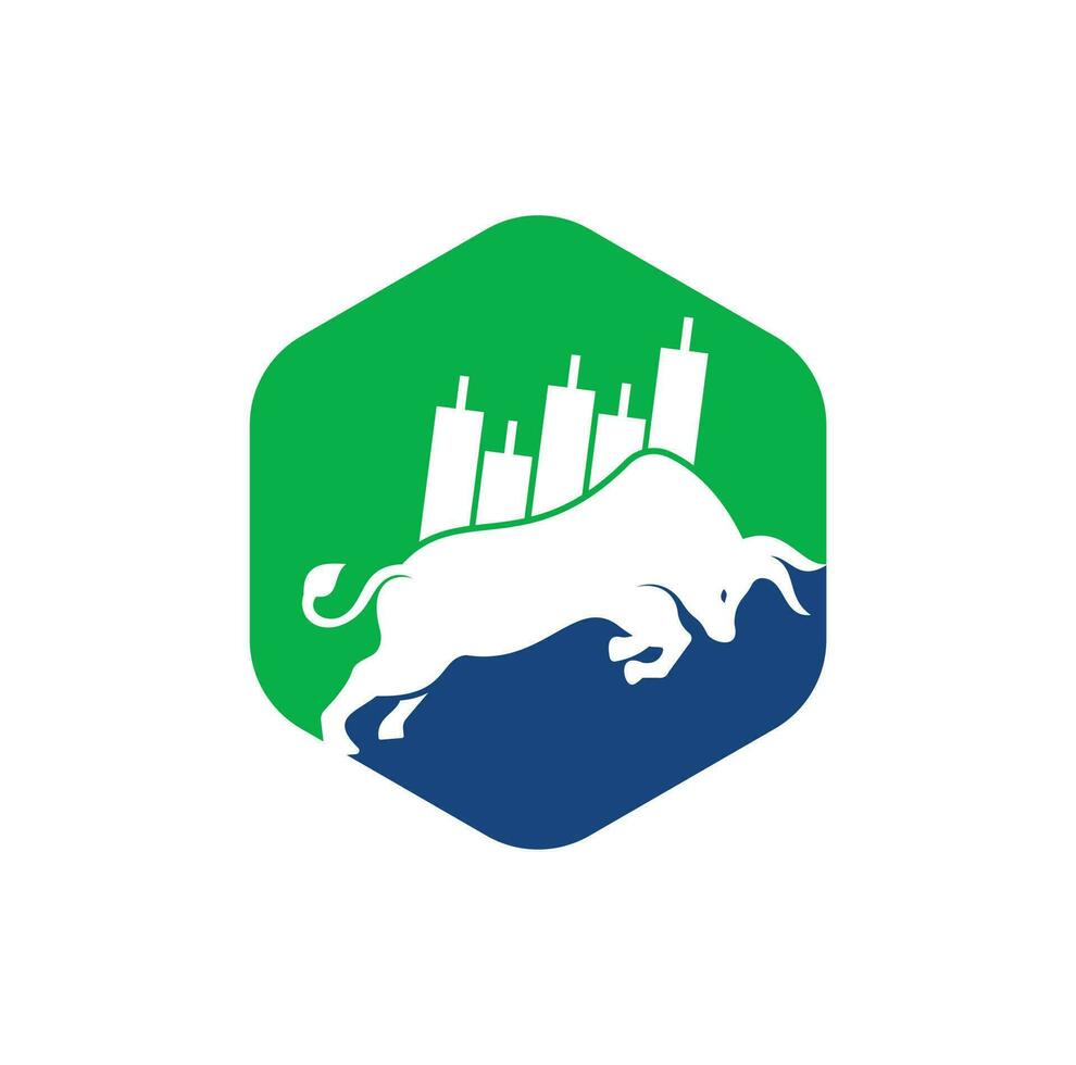 logotipo de comerciante alcista. vector de plantilla de diseño de logotipo forex bull. diseño del logo del toro financiero. gráfico de comercio alcista.