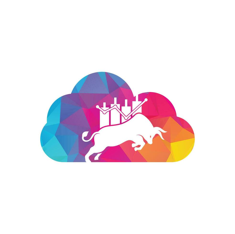 Trade Bull cloud shape concept logo design. Bullish Trader Logo. Forex bull logo design template vector. vector