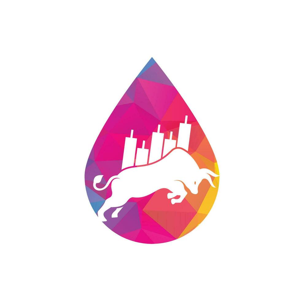 diseño de logotipo de concepto de forma de gota de toro comercial. logotipo de comerciante alcista. vector de plantilla de diseño de logotipo forex bull.