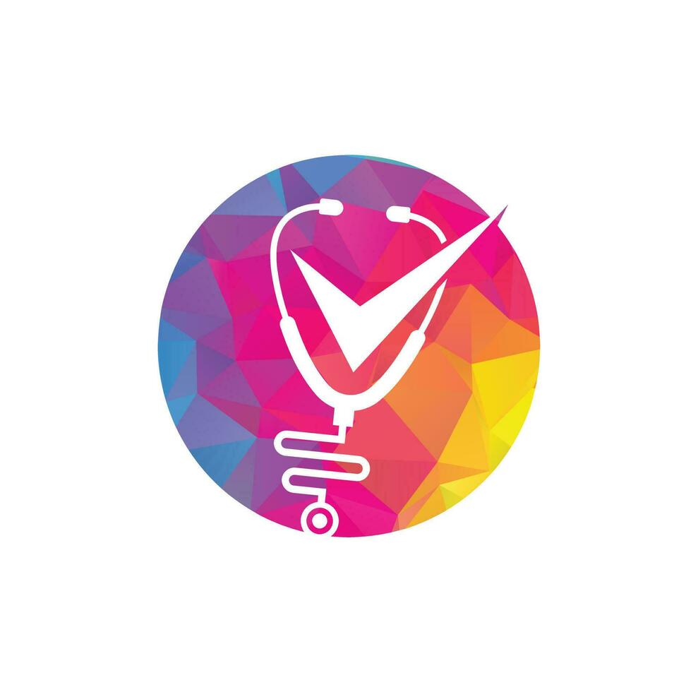 Health check logo design template. Stethoscope icon with checklist shape. Medical Check Up Logo Design Vector Template