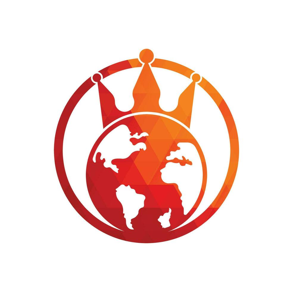 King Planet Vector Logo Design. Globe King Logo Icon Design.