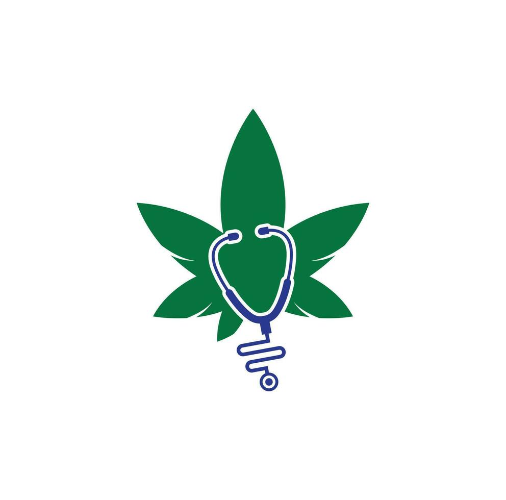 vector del logotipo del médico de cannabis. plantilla de diseño de logotipo de cannabis estetoscopio.