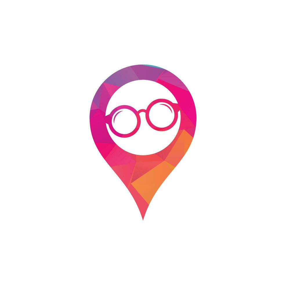 Glasses map pin shape concept Logo Design. spectacles icon design template vector