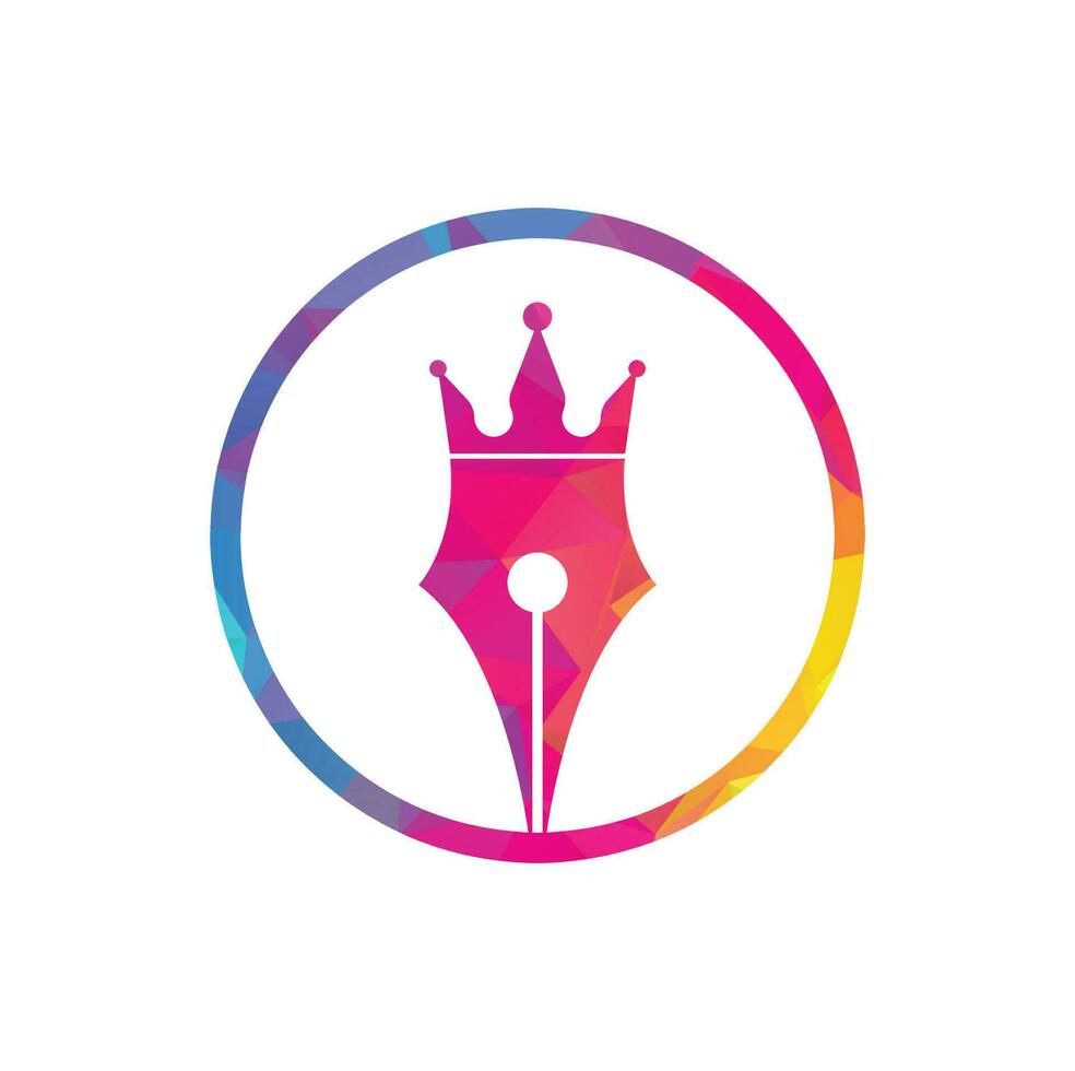 King pen vector logo design. Royal Pen crown Logo design vector template.