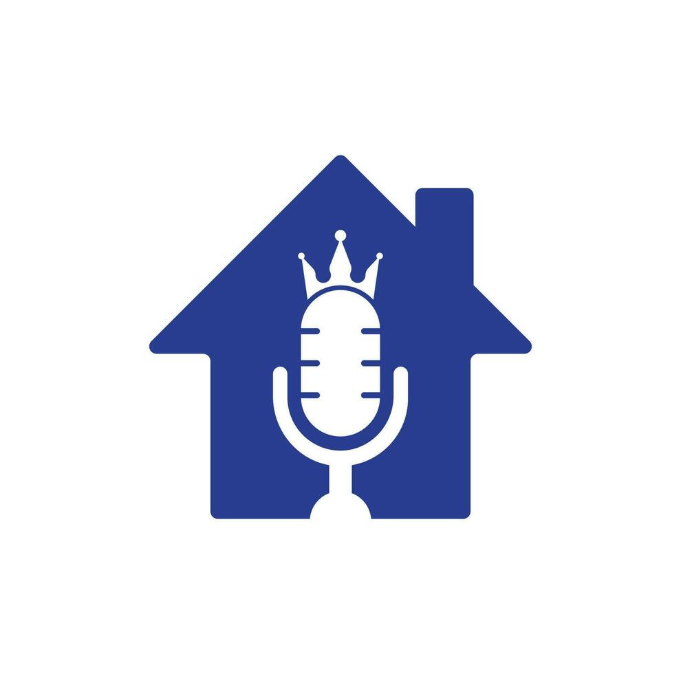 podcast king y diseño de logotipo vectorial de forma casera. concepto de diseño del logo de la música king. vector