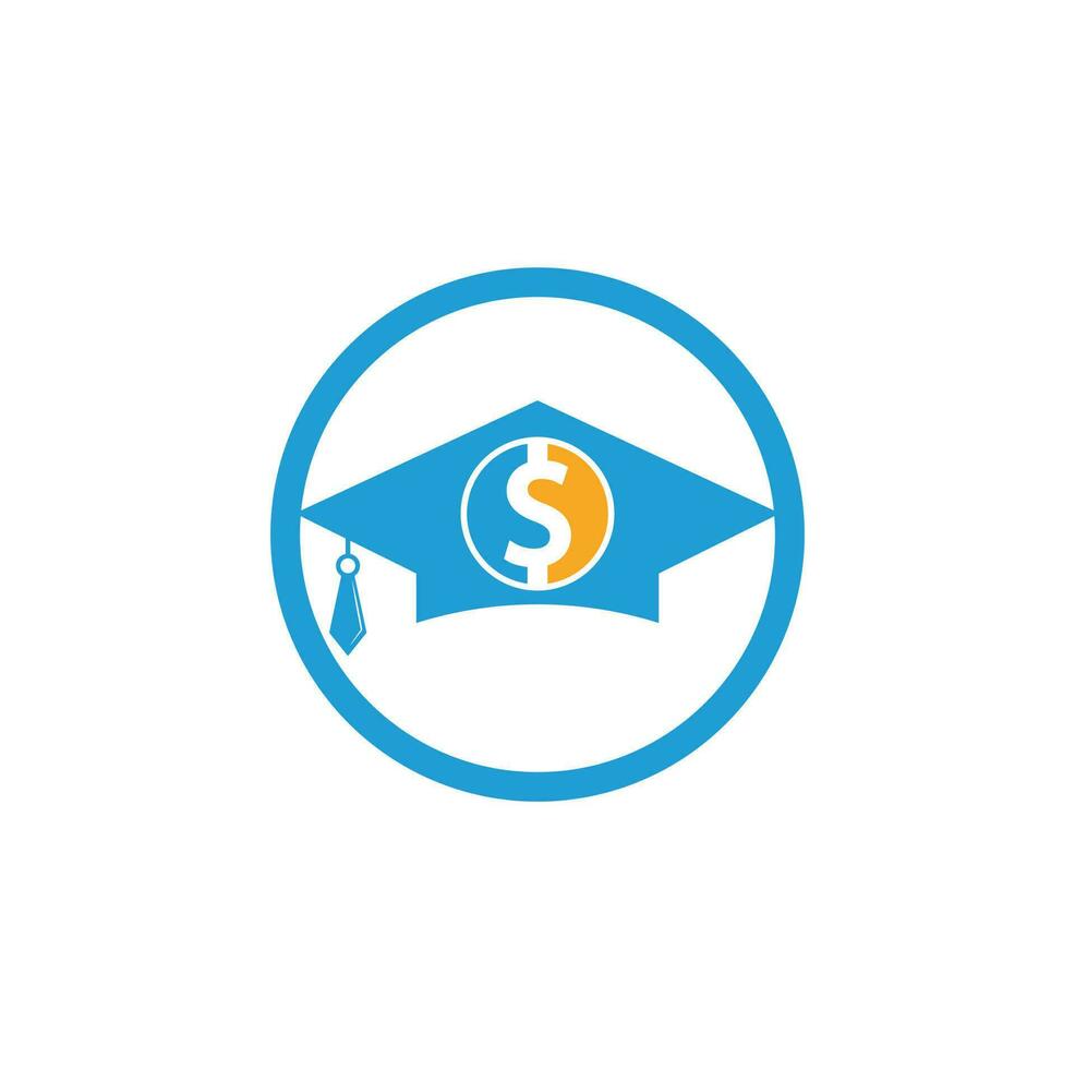 Graduation Cap Dollar Coin Icon Vector. Financial Investment Eduction Illustration. vector