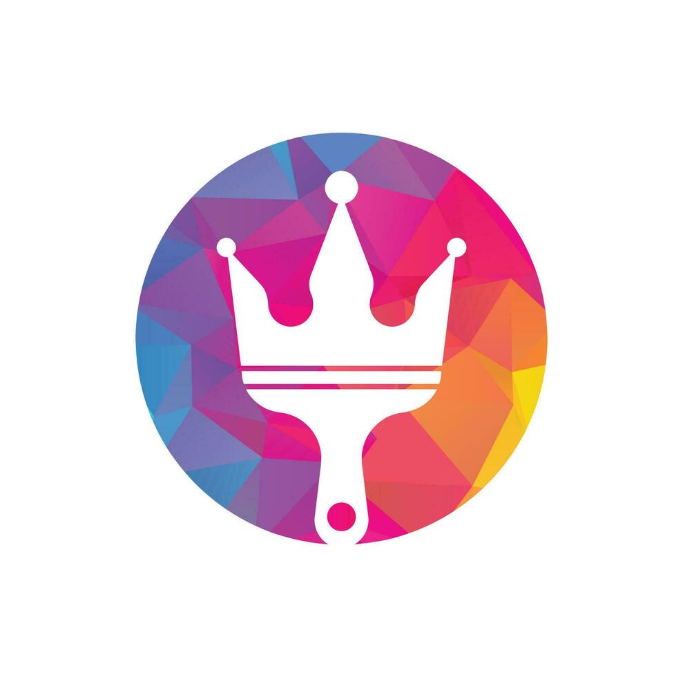 King paint vector logo design. Crown and paint brush icon.