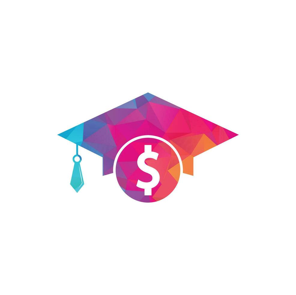 Graduation Cap Dollar Coin Icon Vector. Financial Investment Eduction Illustration. vector
