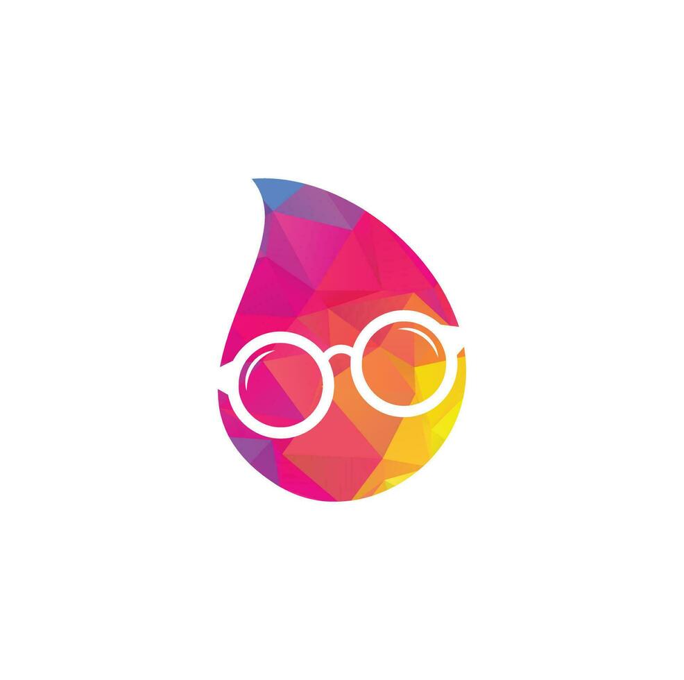 Glasses drop shape concept Logo Design. spectacles icon design template vector