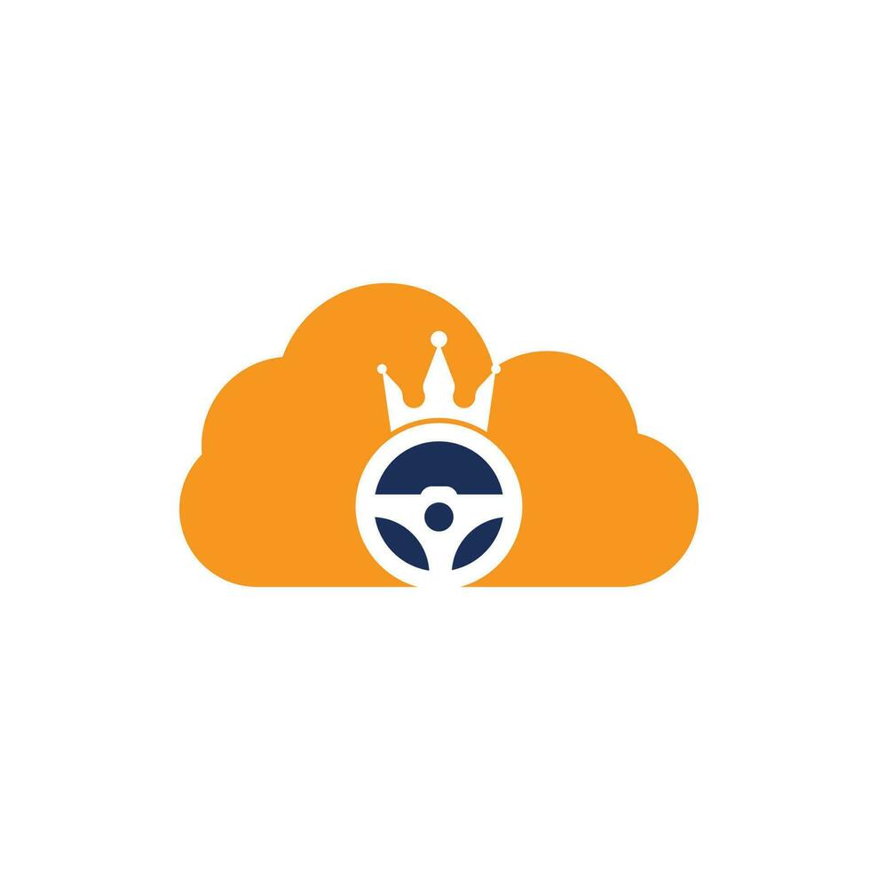 Drive king cloud concept vector logo design. Steering and crown icon.