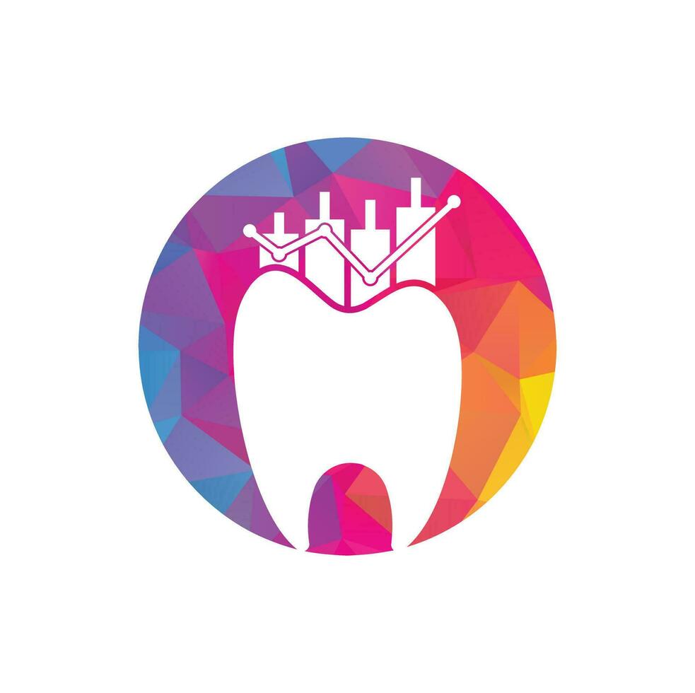 concepto de logotipo de icono de finanzas de dentista. plantilla de diseño de logotipo de vector de estadística dental.