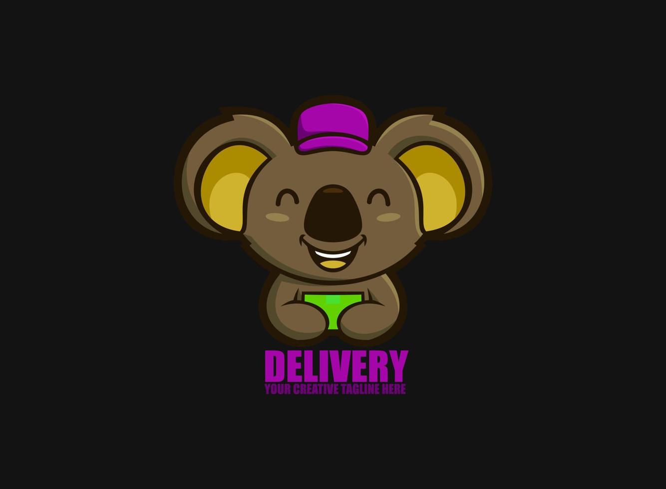 diseño de logotipo de mensajería de entrega de koala vector