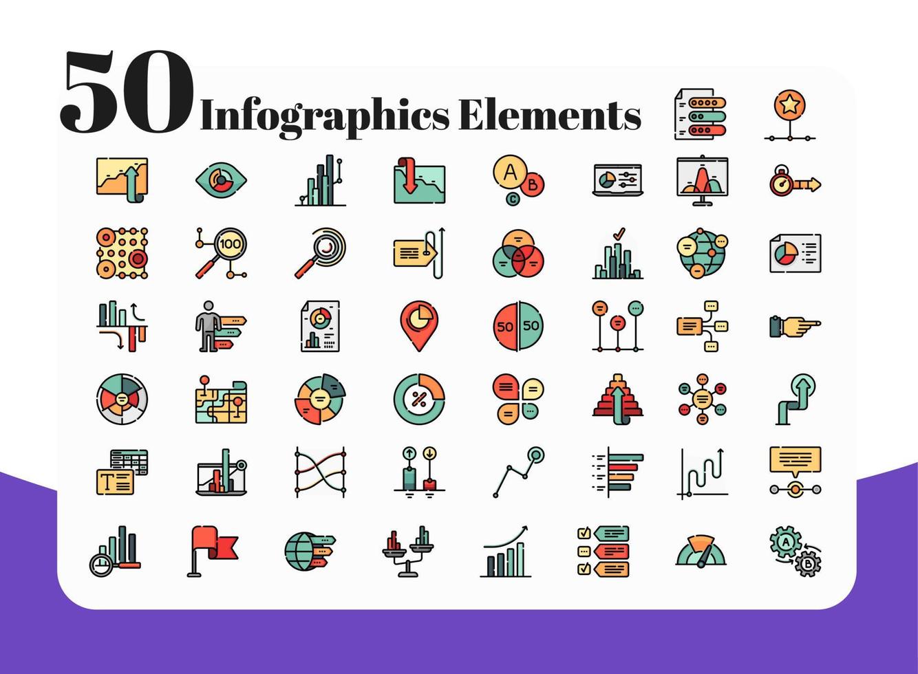 50 elementos e iconos de infografía vector