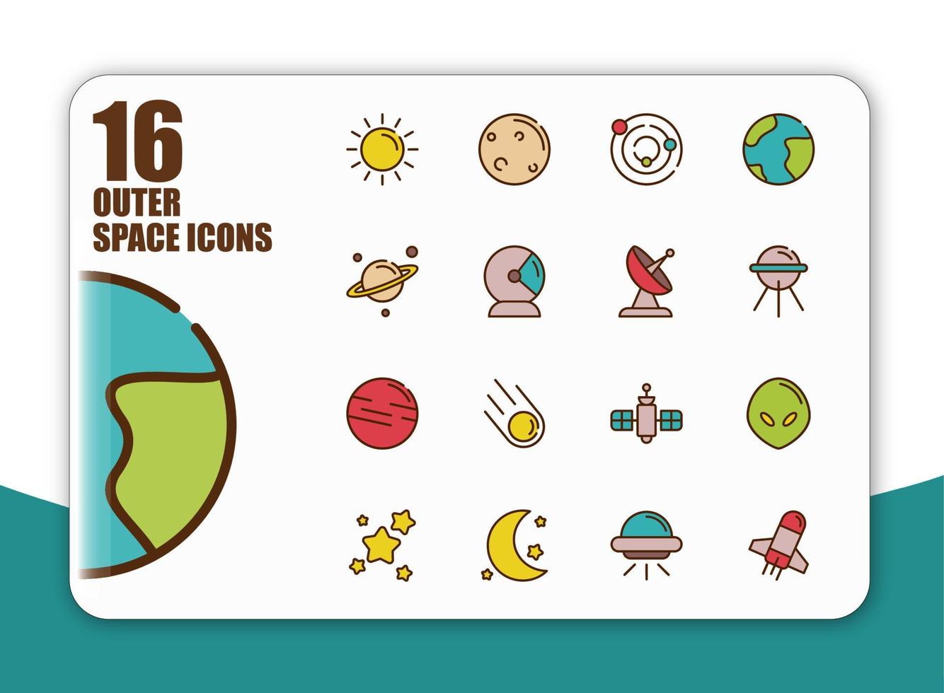 16 OUTER SPACE ICONS vector