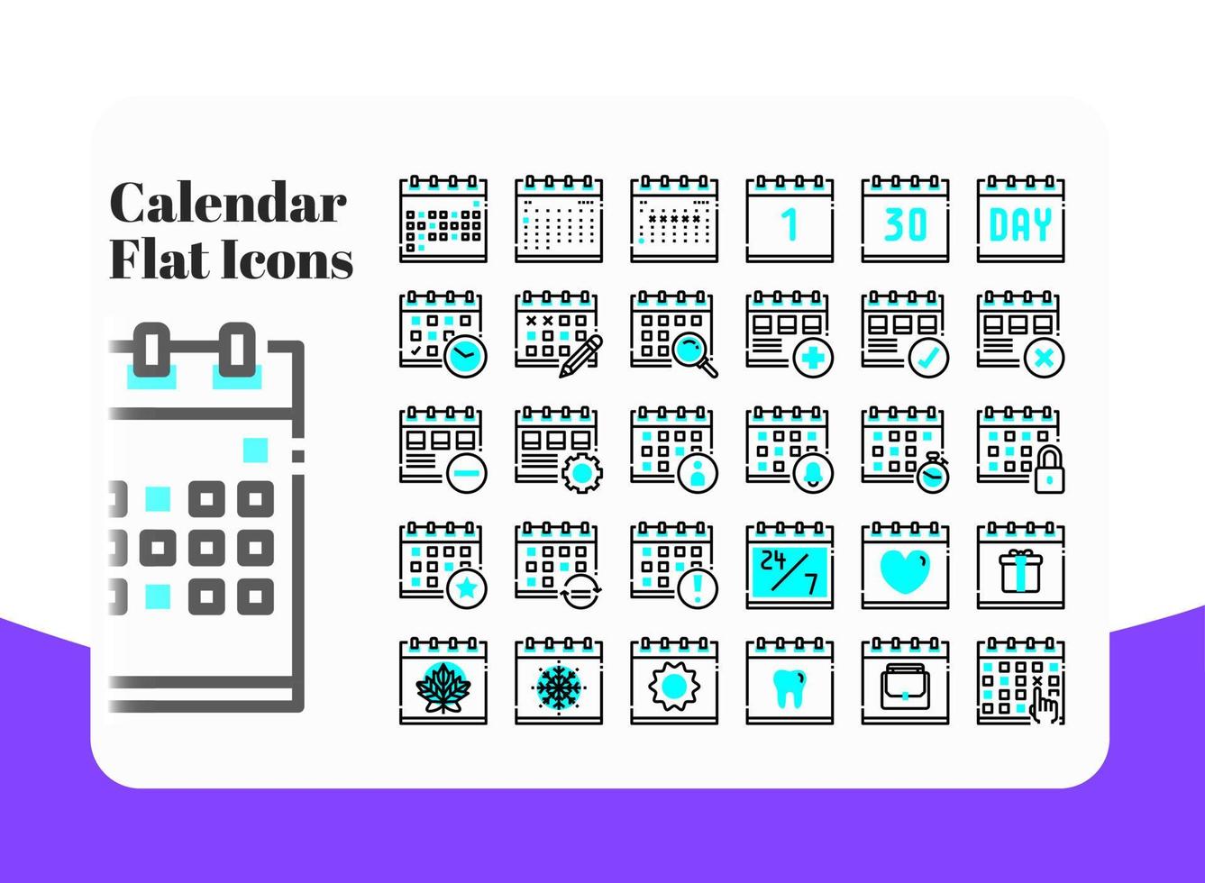 Calendar Flat Icons vector