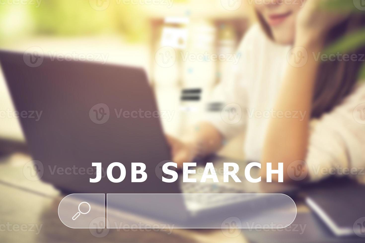 job search concept, find your career, woman looking at online website photo