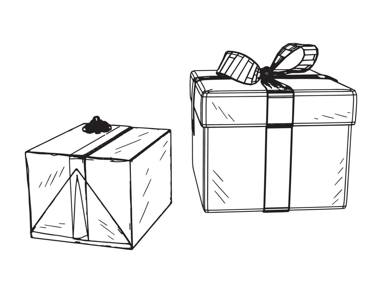 Present Box Illustration in Art Ink Style vector