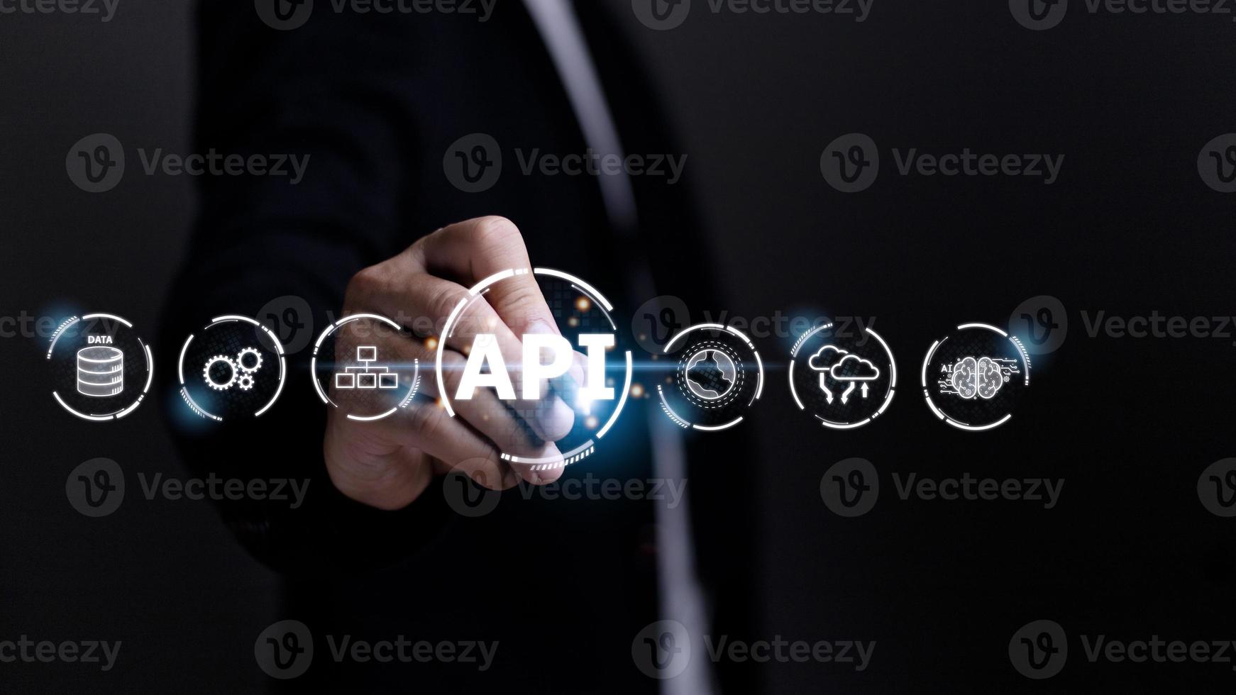 API - Application Programming Interface. Software development tool. Business, modern technology, internet and networking concept. photo
